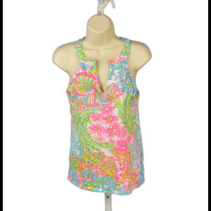 Lilly Pulitzer Women's Knit Arya Halter Top Lovers Coral Size S